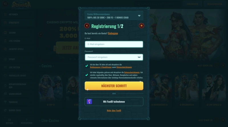Spinanga Login